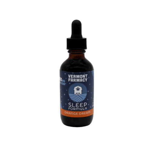 Orange dream flavored Sleep Formula tincture. Made with organic orange essence, hemp oil, farm grown CBD and CBN. This product comes in a 2 oz amber dropper with night sky scene on label