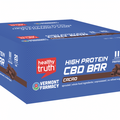 Cacao CBD Protein Bar 12 Pack Box Blue Organic Sprouted